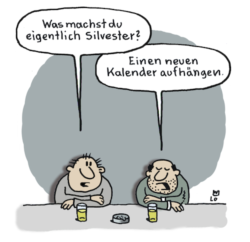 Cartoon: Silvester Planung (medium) by Lo Graf von Blickensdorf tagged silvester,neujahr,party,neues,jahr,feiertag,kalender,männer,karikatur,lo,graf,cartoon,aufhängen,neuer,kneipe,theke,kneipengespräch,silvester,neujahr,party,neues,jahr,feiertag,kalender,männer,karikatur,lo,graf,cartoon,aufhängen,neuer,kneipe,theke,kneipengespräch