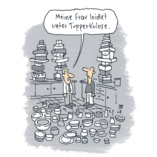 Cartoon: Tupperkolose (medium) by Lo Graf von Blickensdorf tagged tupper,küche,behälter,tupper,küche,behälter