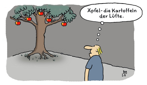 Cartoon: Vergleich (medium) by Lo Graf von Blickensdorf tagged baum,apfelbaum,kartoffeln,mann,ernährung,ratten,der,lüfte,karikatur,lo,graf,cartoon,obst,gemüse,bauern,essen,vergleich,politik,sprichwort,wortspiel,nahrung,obstbauer,baum,apfelbaum,kartoffeln,mann,ernährung,ratten,der,lüfte,karikatur,lo,graf,cartoon,obst,gemüse,bauern,essen,vergleich,politik,sprichwort,wortspiel,nahrung,obstbauer