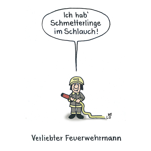 Cartoon: Verliebt (medium) by Lo Graf von Blickensdorf tagged feuerwehr,schmetterlinge,bauch,liebe,verliebt,wortspiel,romantik,männer,frauen,verliebte,paar,beziehung,gefühle,schlauch,rohr,cartoon,karikatur,zeichnung,feuerwehrmann,feuerwehr,schmetterlinge,bauch,liebe,verliebt,romantik,männer,frauen,verliebte,paar,beziehung,gefühle,schlauch,rohr,cartoon,karikatur,zeichnung,feuerwehrmann