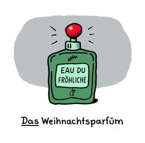 Cartoon: Weihnachtsparfüm (medium) by Lo Graf von Blickensdorf tagged parfüm,weihnachtsparfüm,ohdufröhliche,eau,du,fröhliche,wortspiel,karikatur,lo,graf,cartoon,flacon,geschenk,weihnachtsgeschenk,parfüm,weihnachtsparfüm,ohdufröhliche,eau,du,fröhliche,wortspiel,karikatur,lo,graf,cartoon,flacon,geschenk,weihnachtsgeschenk