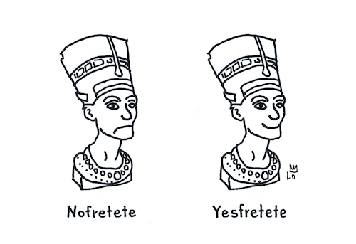 Cartoon: Yes or no (medium) by Lo Graf von Blickensdorf tagged yes,or,no,nofretete,ägypten,egypt,pyramids,pun,wortspiel,ja,oder,nein,cartoon,egyptian,queen,ägyptische,königin,yes,or,no,nofretete,ägypten,egypt,pyramids,pun,wortspiel,ja,oder,nein,cartoon,egyptian,queen,ägyptische,königin