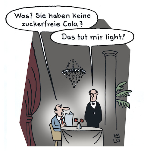 Cartoon: Zuckerfrei (medium) by Lo Graf von Blickensdorf tagged cola,light,zero,zucker,zuckerfrei,süßstoff,süße,softdrink,limonade,limo,getränk,erfrischungsgetränk,restaurant,kellner,ober,mann,tisch,kneipe,karikatur,lo,cartoon,beschwerde,reklamation,wortspiel,getränke,cola,light,zero,zucker,zuckerfrei,süßstoff,süße,softdrink,limonade,limo,getränk,erfrischungsgetränk,restaurant,kellner,ober,mann,tisch,kneipe,karikatur,lo,cartoon,beschwerde,reklamation,wortspiel,getränke