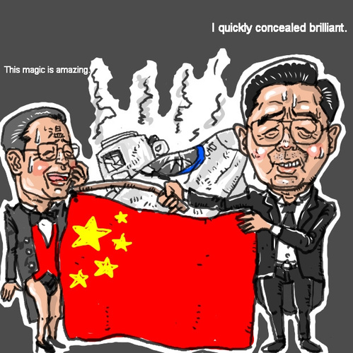 Cartoon: China Railway Accident (medium) by takeshioekaki tagged china