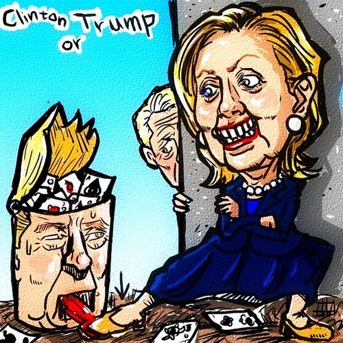 Cartoon: Clinton or Trump (medium) by takeshioekaki tagged clinton