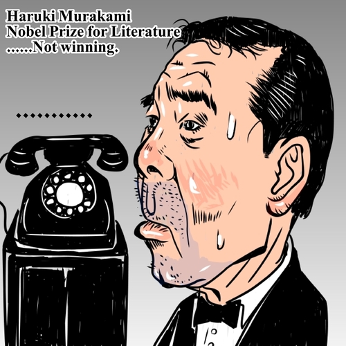 Cartoon: Haruki Murakami (medium) by takeshioekaki tagged nobel,prize
