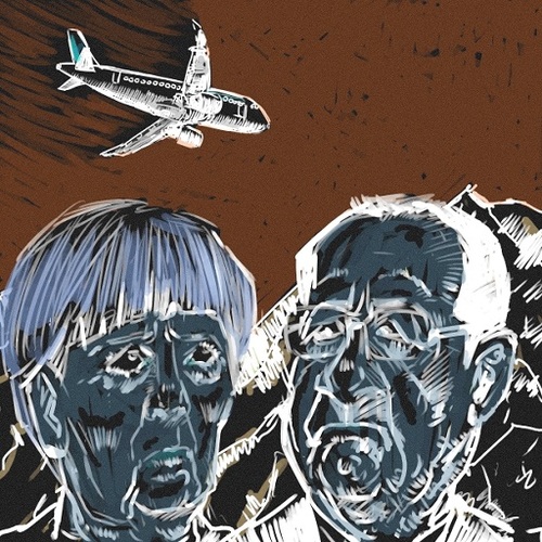 Cartoon: Passenger plane crash (medium) by takeshioekaki tagged accident