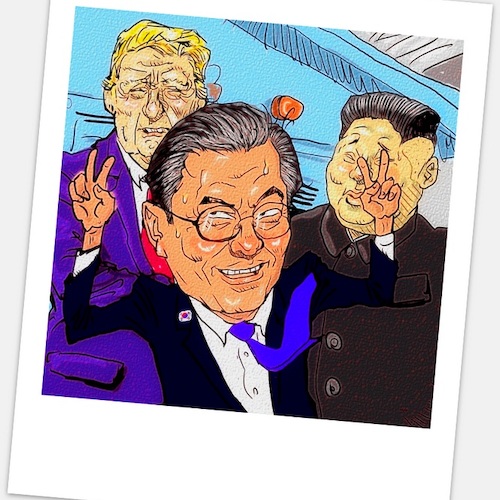 Cartoon: Summit meeting (medium) by takeshioekaki tagged trump