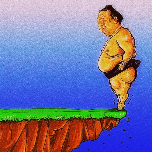 Cartoon: Sumo wrestling (medium) by takeshioekaki tagged sumo