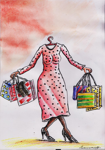 Cartoon: shopping (medium) by vadim siminoga tagged shopping,women,beauty,victim,finance,consumers