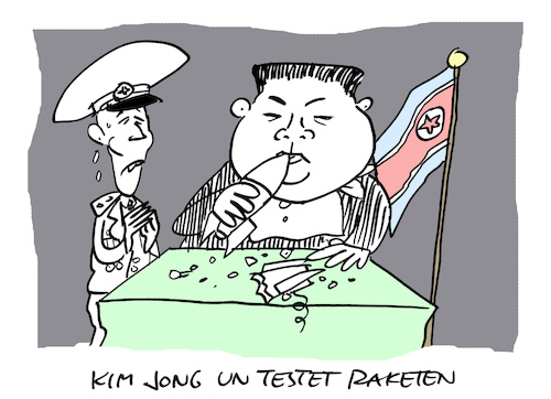 Cartoon: Degustation (medium) by Bregenwurst tagged kim,jong,un,raketen,test,essen