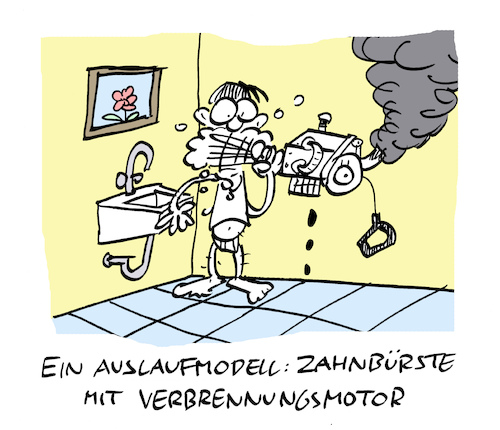 Cartoon: Dieselbürste (medium) by Bregenwurst tagged verbrennungsmotor,zahnbürste,abgase