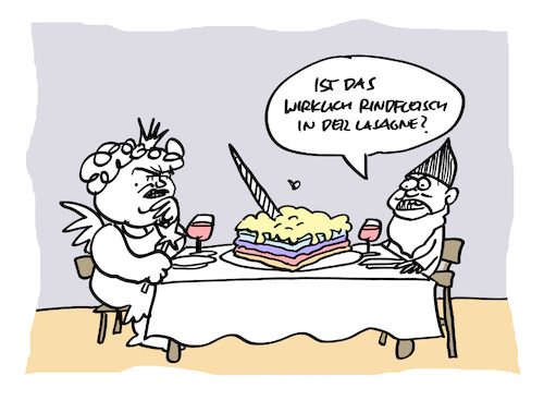 Cartoon: Fabelhaft (medium) by Bregenwurst tagged lasagne,einhorn,zwerg,fee