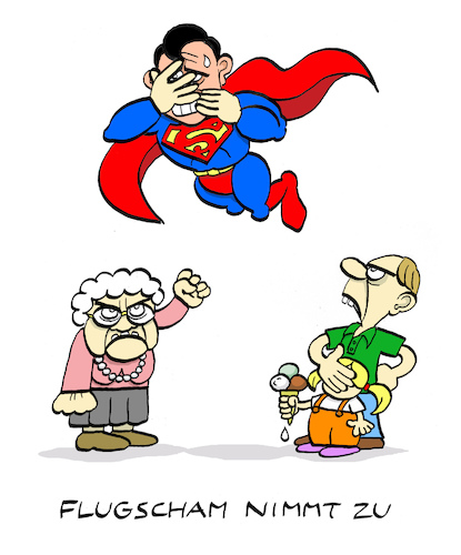 Cartoon: Geflügel (medium) by Bregenwurst tagged flugscham,klima,flugzeug,thunberg,kohlendioxid,superman