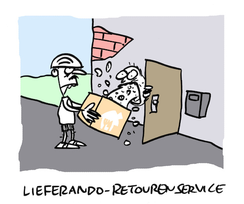 Cartoon: Holdienst (medium) by Bregenwurst tagged brungdienst,lieferando,retoure,kurier,vomitus