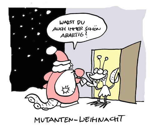 Cartoon: Mutanne (medium) by Bregenwurst tagged weihnachten,mutant,abartig