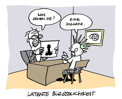 Cartoon: Rorschach (medium) by Bregenwurst tagged rorschach,test,psychiater,punk,zigarre,phallus,freud