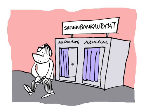 Cartoon: Zahlung (medium) by Bregenwurst tagged samenbank,automat,einzahlung