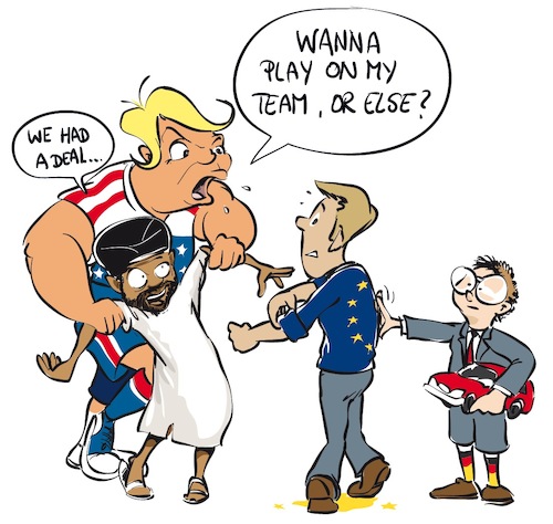 Cartoon: bloke (medium) by GOMIX tagged trump,bully,bloke,iran,europe