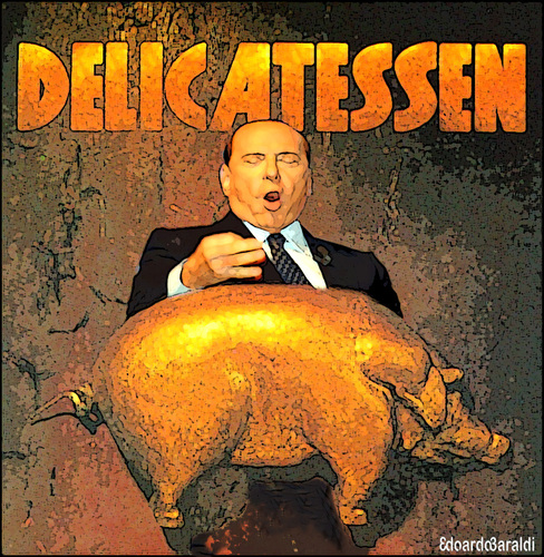 Cartoon: delicatessen (medium) by edoardo baraldi tagged rubygate,berlusconi