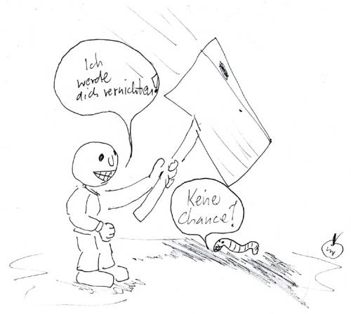 Cartoon: subjektiv (medium) by Der Apfel tagged wurm,regenwurm,axt