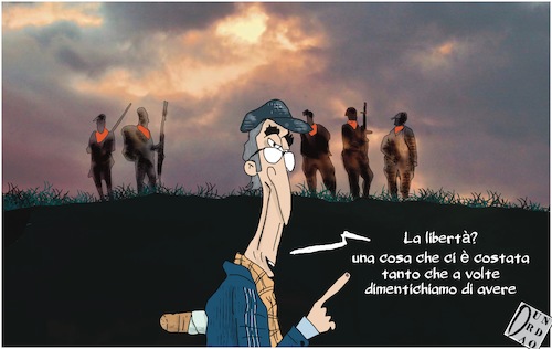 Cartoon: 25 aprile (medium) by Christi tagged 25,aprile,liberazione,partivano,liberta