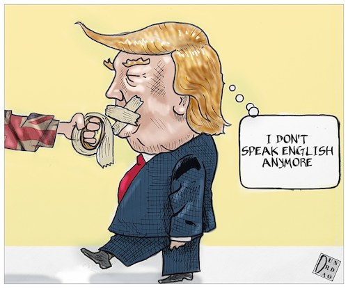 Cartoon: I dont speak (medium) by Christi tagged trump,ambasciatore