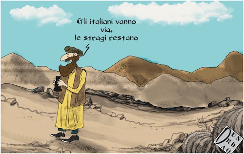 Cartoon: Missione Afganistan (medium) by Christi tagged afganistan,missione,ammainabandiera,italia,stragi
