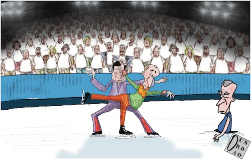 Cartoon: Patto olimpionico (medium) by Christi tagged putin,xi,olimpiadi,biden,russia,cina