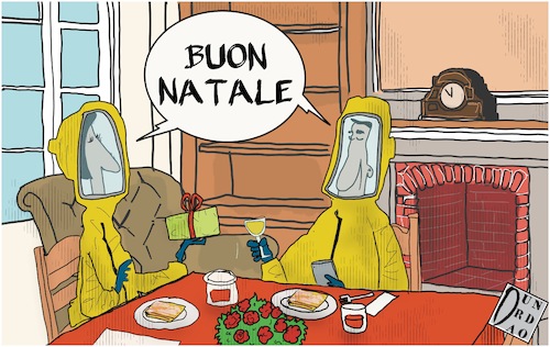 Cartoon: Salviamo il natale (medium) by Christi tagged omicron,covid,natale,lockdown,festivita