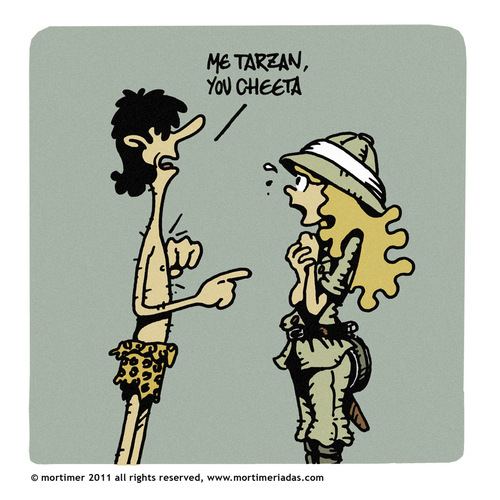 Cartoon: tarzan and jane (medium) by mortimer tagged africa,explorer,cheeta,jane,tarzan,cartoon,mortimeriadas,mortimer