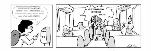 Cartoon: Ticket (medium) by Nugolicartoon tagged strip,nugolicartoon,ticket,treno,travel,tirchi,timbrare