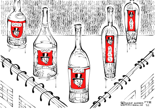 Cartoon: Old rotten system in new bottle (medium) by Nasif Ahmed tagged rotten,system,cartoon,editorial,capitalism,capitalist,powershifting,monopolization