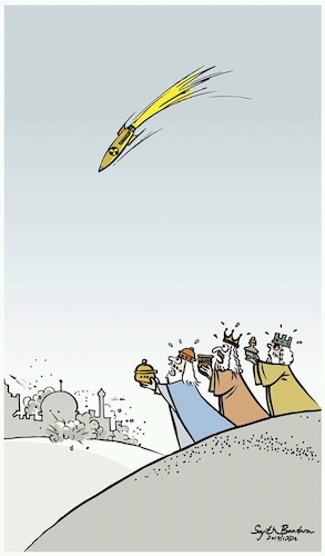 Cartoon: Sky of jerusalem this christmas. (medium) by Sajith Bandara tagged war