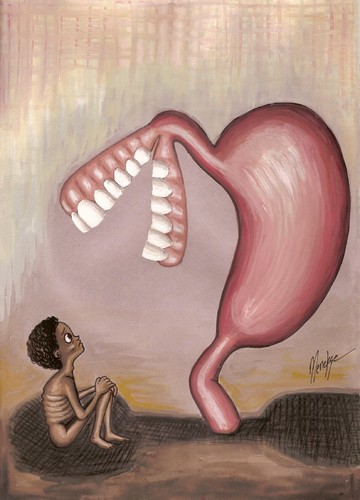 Cartoon: Africa - Hunger (medium) by menekse cam tagged hunger,mouth,stomach,child,africa