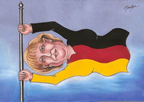 Cartoon: Angela MERKEL (medium) by menekse cam tagged angela,merkel,portrait,germany,flag,caricature,cartoon