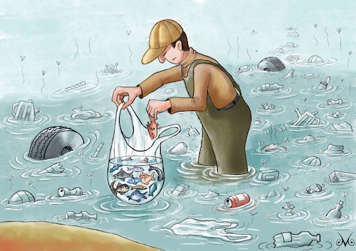 Cartoon: Seas and Oceans (medium) by menekse cam tagged seas,oceans,polution,disaster,nature,fishes,plastics,wildlife,oxygen,seas,oceans,polution,disaster,nature,fishes,plastics,wildlife,oxygen