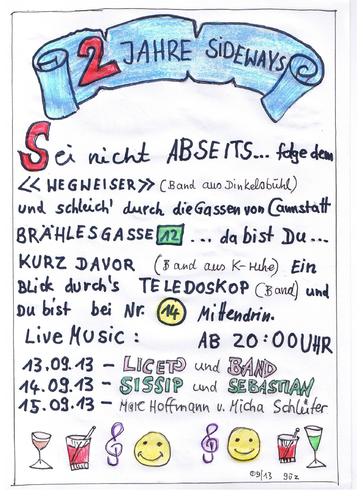 Cartoon: SIDEWAYS Bar  Bistro stuttgART (medium) by skätch-up tagged sideways,bar,bistro,stuttgart,cannstatt,music,and,fun