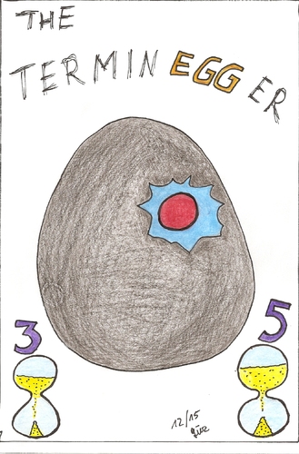 Cartoon: termin EGG er terminator (medium) by skätch-up tagged terminator,terminegger,egg,schwarzenegger,arnold,minutes,boiled