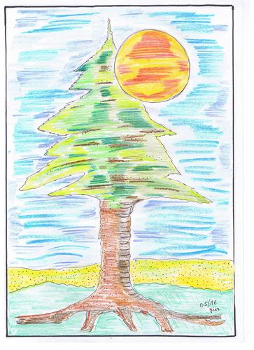 Cartoon: Tree behind the Moon (medium) by skätch-up tagged moon,mond,baum,tree,universe,universum