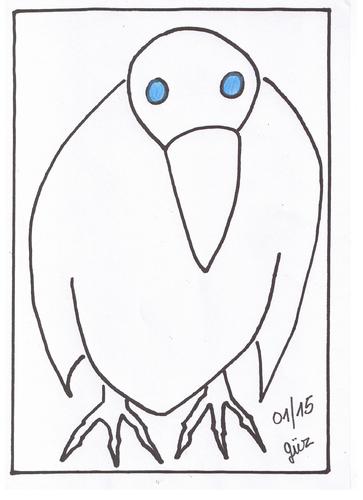 Cartoon: White crow Blue eyes (medium) by skätch-up tagged weisser,rabe,weisse,krähe,white,raven,crow,transformation,transformer