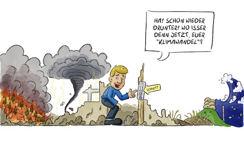 Cartoon: Klimawandel (medium) by Sven Raschke tagged klima,klimawandel,wetter,leugner,klimakongerenz,umwelt,erderwärmung,co2,klima,klimawandel,wetter,leugner,klimakongerenz,umwelt,erderwärmung,co2