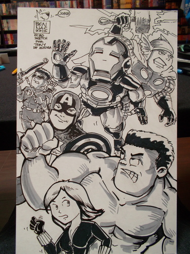 Cartoon: Cartoony avengers (medium) by bennaccartoons tagged heroes,bennaccartoons,funny