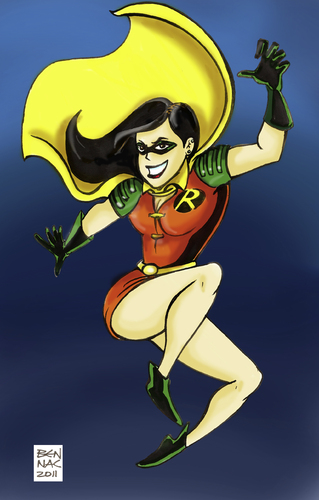 Cartoon: Girl-robin (medium) by bennaccartoons tagged robin,batmnan,girl