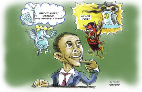 Cartoon: Nuclear or not (medium) by bennaccartoons tagged power,nuclear,obama