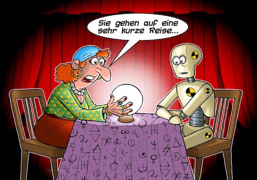 Cartoon: Bei der Wahrsagerin (medium) by Joshua Aaron tagged crash,test,dummie,wahrsagerin,fortune,teller,hellseherin,crash,test,dummie,wahrsagerin,fortune,teller,hellseherin