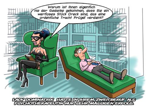 Cartoon: Domina Psychiater (medium) by Joshua Aaron tagged domina,psychologe,psychiater,komplex,sitzung,bestrafung,dekonstruktion,couch,patient,doktor,domina,psychologe,psychiater,komplex,sitzung,bestrafung,dekonstruktion,couch,patient,doktor