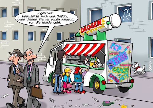 Cartoon: Drogen (medium) by Joshua Aaron tagged stadtviertel,ghetto,drogen,handel,dealer,kinder,jugendliche,stadtviertel,ghetto,drogen,handel,dealer,kinder,jugendliche