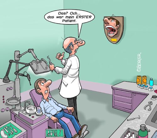 Cartoon: Erinnerungen (medium) by Chris Berger tagged patient,erinnerung,zahnarzt,trophäe,dentist,patient,erinnerung,zahnarzt,trophäe,dentist