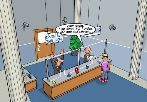 Cartoon: Falscher Zettel (medium) by Joshua Aaron tagged bankraub,verwechslung,räuber,überfall,einkaufszettel,bankraub,verwechslung,räuber,überfall,einkaufszettel